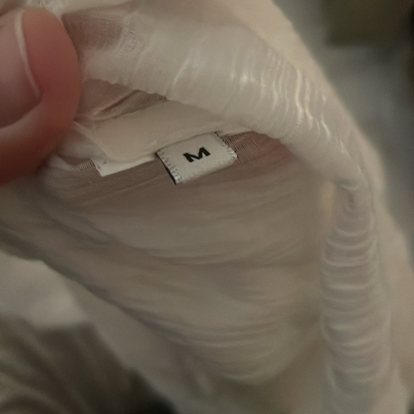 Tokya white linen cotton blend prairie dress small button front mild staining - Picture 7 of 8